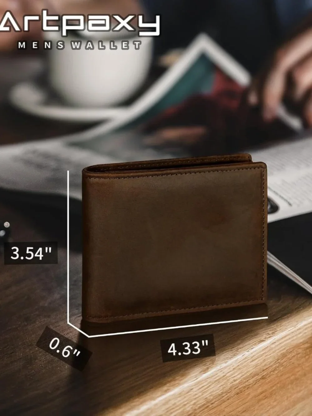 Genuine Leather Bifold Wallet for Men | RFID Blocking, 1 ID Window, 13 Card